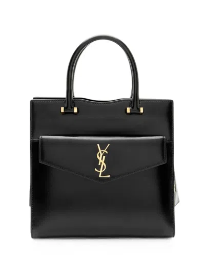 Pre-owned Saint Laurent 2019 Monogram Uptown Tote Bag In Black