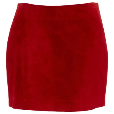 Pre-owned Saint Laurent 2019 Red Suede Leather Back Dart Mini Skirt Fr38 M