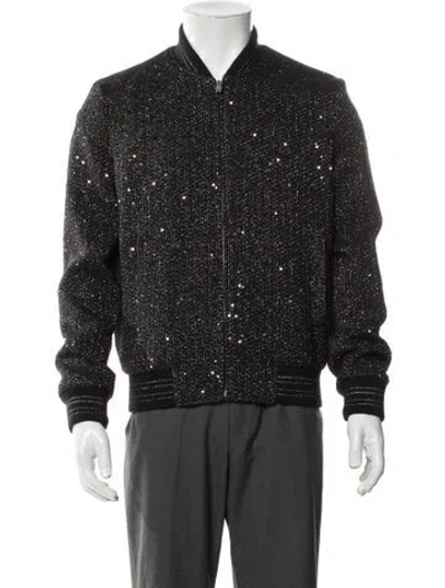Pre-owned Saint Laurent 2019 Sequin Bomber Bomber Jacket In Black