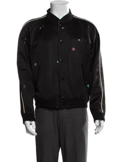 Pre-owned Saint Laurent 2019 Signature Logo Bomber Jacket In Black