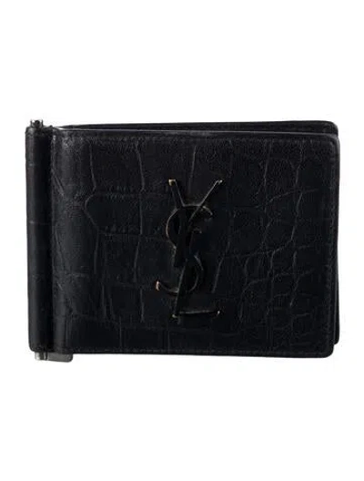 Pre-owned Saint Laurent 2019 Signature Logo Wallet In Black