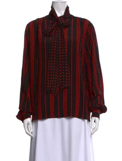 Pre-owned Saint Laurent 2019 Silk Blouse In Black/red