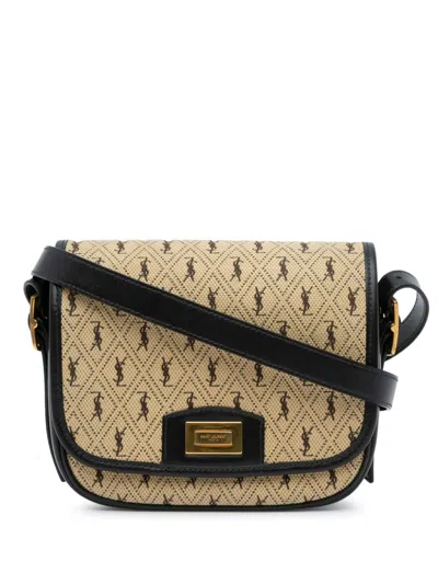Pre-owned Saint Laurent 2019 Small Canvas Monogram All Over Crossbody Bag In Brown