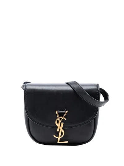 Pre-owned Saint Laurent 2019 Small Leather Monogram Kaia Crossbody Bag In Black