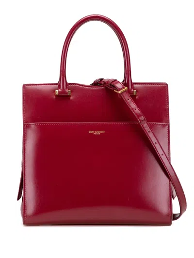 Pre-owned Saint Laurent 2019 Small Leather Uptown Satchel In Red