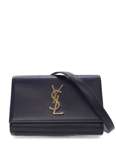 Pre-owned Saint Laurent 2019 Smooth Calfskin Monogram Kate Belt Bag In Blue
