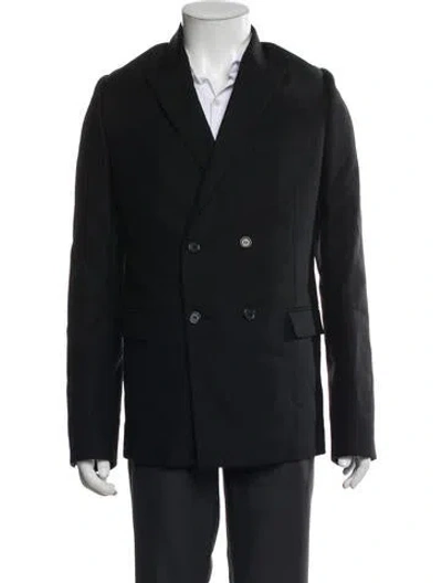 Pre-owned Saint Laurent 2019 Virgin Wool Peacoat In Black