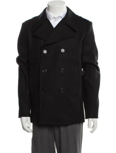 Pre-owned Saint Laurent 2019 Virgin Wool Peacoat In Black