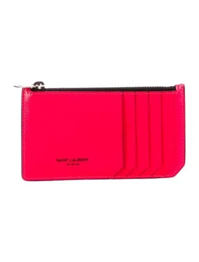 Pre-owned Saint Laurent 2019 Zipped Card Holder Card Holder In Pink