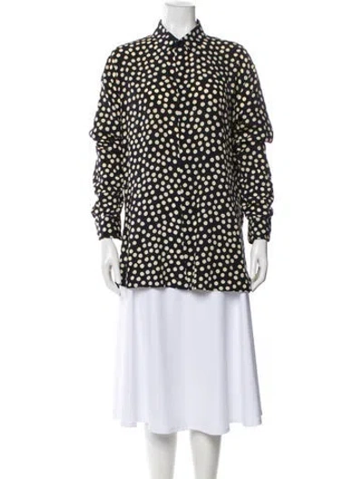 Pre-owned Saint Laurent 2019-2020 Polka Dot Blouse In Blue