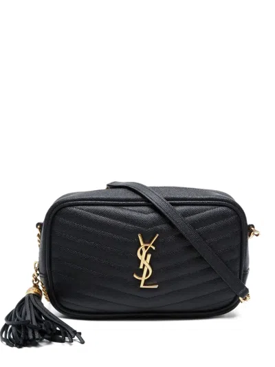 Pre-owned Saint Laurent 2020-2024s Mini Lou Quilted Shoulder Bag In Black