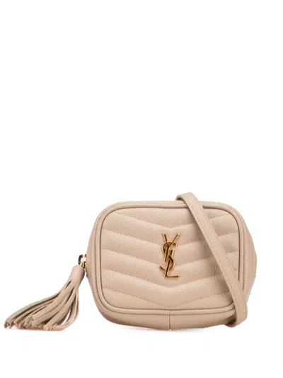 Pre-owned Saint Laurent 2020 Baby Matelasse Grain De Poudre Monogram Lou Camera Bag Crossbody Bag In Brown