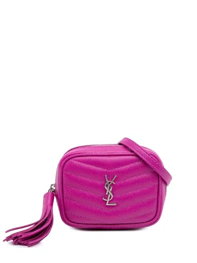 Pre-owned Saint Laurent 2020 Baby Matelasse Grain De Poudre Monogram Lou Camera Bag Crossbody Bag In Pink