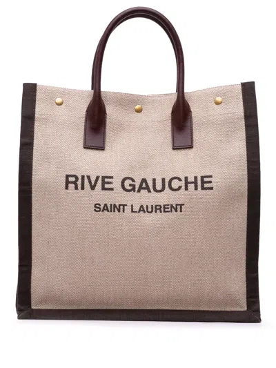 Pre-owned Saint Laurent 2020 Canvas Rive Gauche North South Tote Bag In Brown