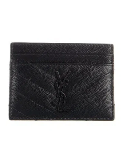 Pre-owned Saint Laurent 2020 Cassandre Card Holder In Black