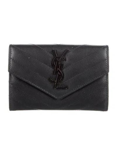 Pre-owned Saint Laurent 2020 Cassandre French Purse In Black