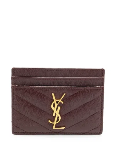 Pre-owned Saint Laurent 2020 Cassandre Matelassé Card Holder In Red