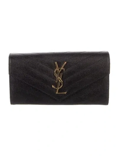 Pre-owned Saint Laurent 2020 Cassandre Wallet In Black