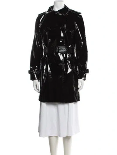 Pre-owned Saint Laurent 2020 Faux Leather Trench Coat In Black