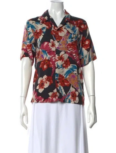 Pre-owned Saint Laurent 2020 Floral Print Top In Black
