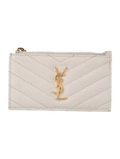 Pre-owned Saint Laurent 2020 Fragment Wallet In Neutral