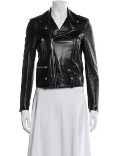 Pre-owned Saint Laurent 2020 Lamb Leather Biker Jacket In Black
