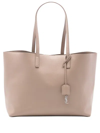 Pre-owned Saint Laurent 2020 Large Leather East West Shopping Tote Bag In Brown