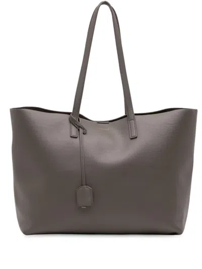 Pre-owned Saint Laurent 2020 Large Leather East West Shopping Tote Bag In Gray