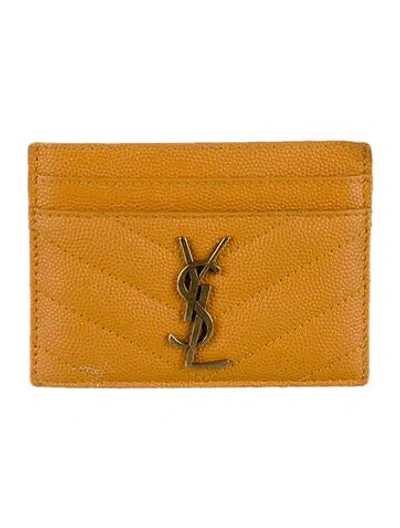 Pre-owned Saint Laurent 2020 Leather Card Holder In Yellow