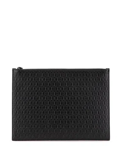 Pre-owned Saint Laurent 2020 Leather Monogram Embossed Tablet Pouch Clutch Bag