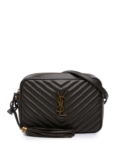 Pre-owned Saint Laurent 2020 Matelasse Leather Monogram Lou Camera Bag Crossbody Bag In Gray