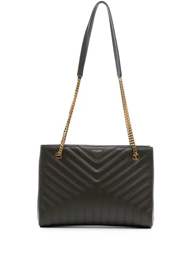 Pre-owned Saint Laurent 2020 Medium Grain De Poudre Chevron Tribeca Shopping Bag Tote Bag