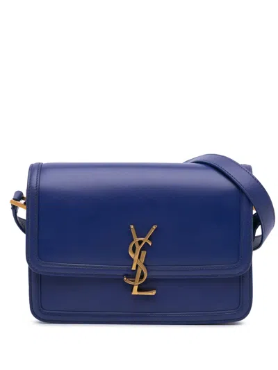 Pre-owned Saint Laurent 2020 Medium Leather Solferino Satchel In Box Crossbody Bag In Blue