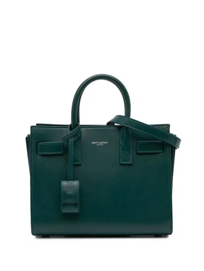 Pre-owned Saint Laurent 2020 Nano Leather Sac De Jour Satchel In Green
