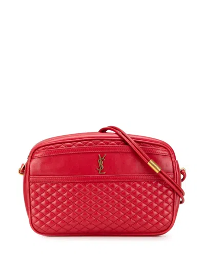 Pre-owned Saint Laurent 2020 Quilted Lambskin Victoire Camera Bag Crossbody Bag In Red