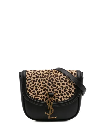 Pre-owned Saint Laurent 2020 Small Calfskin And Pony Hair Leopard Print Kaia Crossbody Bag