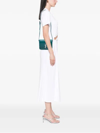 Pre-owned Saint Laurent 2020 Small Calfskin Solferino Satchel In Box Crossbody Bag In Blue