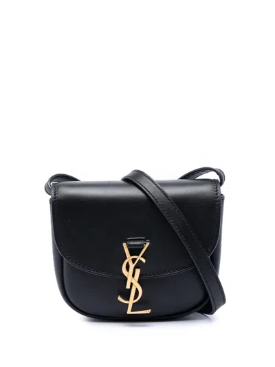 Pre-owned Saint Laurent 2020 Small Leather Monogram Kaia Crossbody Bag In Black