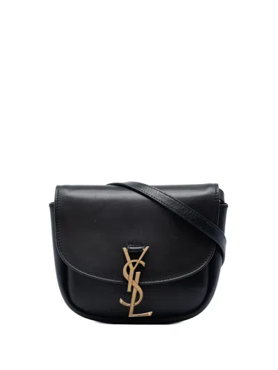 Pre-owned Saint Laurent 2020 Small Leather Monogram Kaia Crossbody Bag In Black
