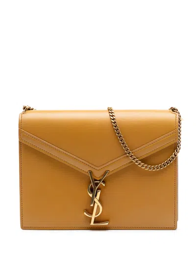 Pre-owned Saint Laurent 2020 Smooth Calfskin Monogram Cassandra Clasp Bag Shoulder Bag In Brown