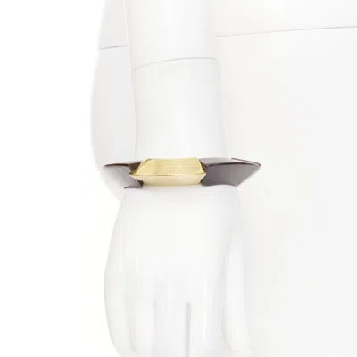 Pre-owned Saint Laurent 2020 Spinning Top Bangle Goldtone Brass Wood Elastic Bracelet Cuff In Multiple