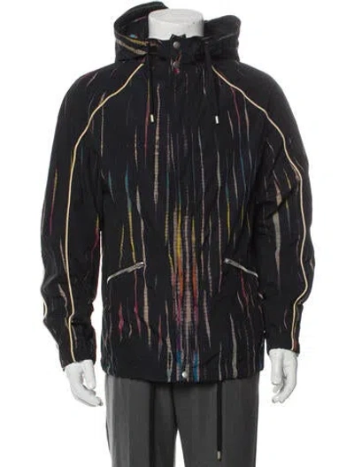 Pre-owned Saint Laurent 2020 Striped Tie Dye Parka In Black