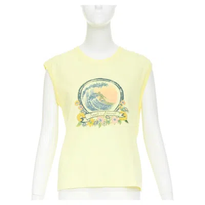 Pre-owned Saint Laurent 2020 Surfer Graphic Light Yellow Multicolor Print Muscle Tank Top
