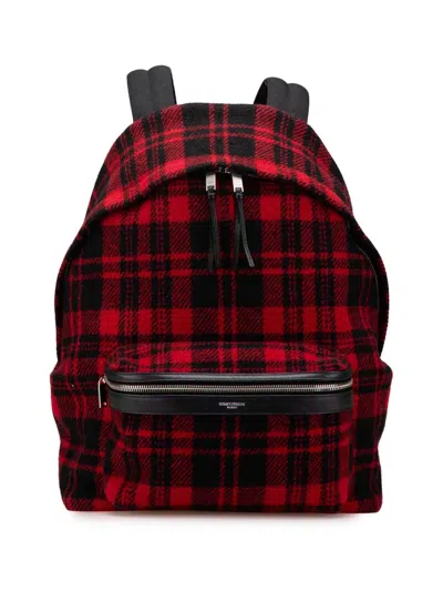 Pre-owned Saint Laurent 2020 Wool Tartan City Backpack