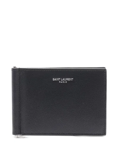 Pre-owned Saint Laurent 2020s Bi-fold Clip Wallet In Black