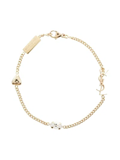 Pre-owned Saint Laurent 2020s Cassandra Heart-charm Bracelet In Gold