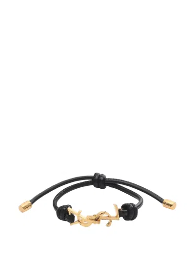 Pre-owned Saint Laurent 2020s Cassandra Leather Bracelet In Gold