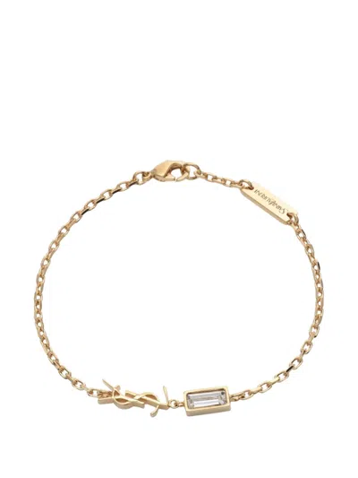 Pre-owned Saint Laurent 2020s Cassandra Logo-plaque Bracelet In Gold