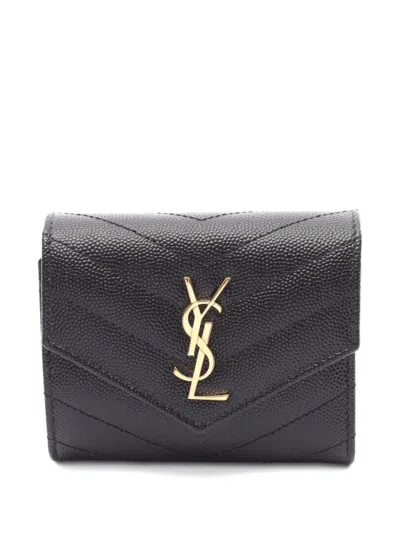 Pre-owned Saint Laurent 2020s Cassandra Trifold Wallet In Black