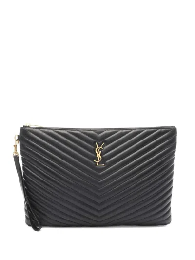 Pre-owned Saint Laurent 2020s Cassandre Clutch Bag In Black